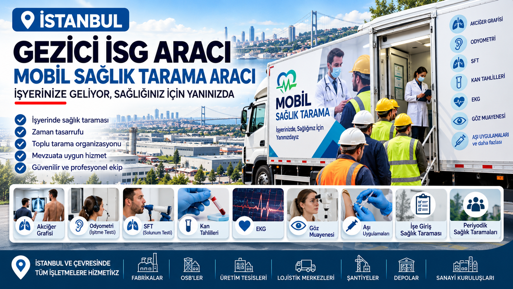 Gezici İSG aracı ve mobil sağlık tarama aracı